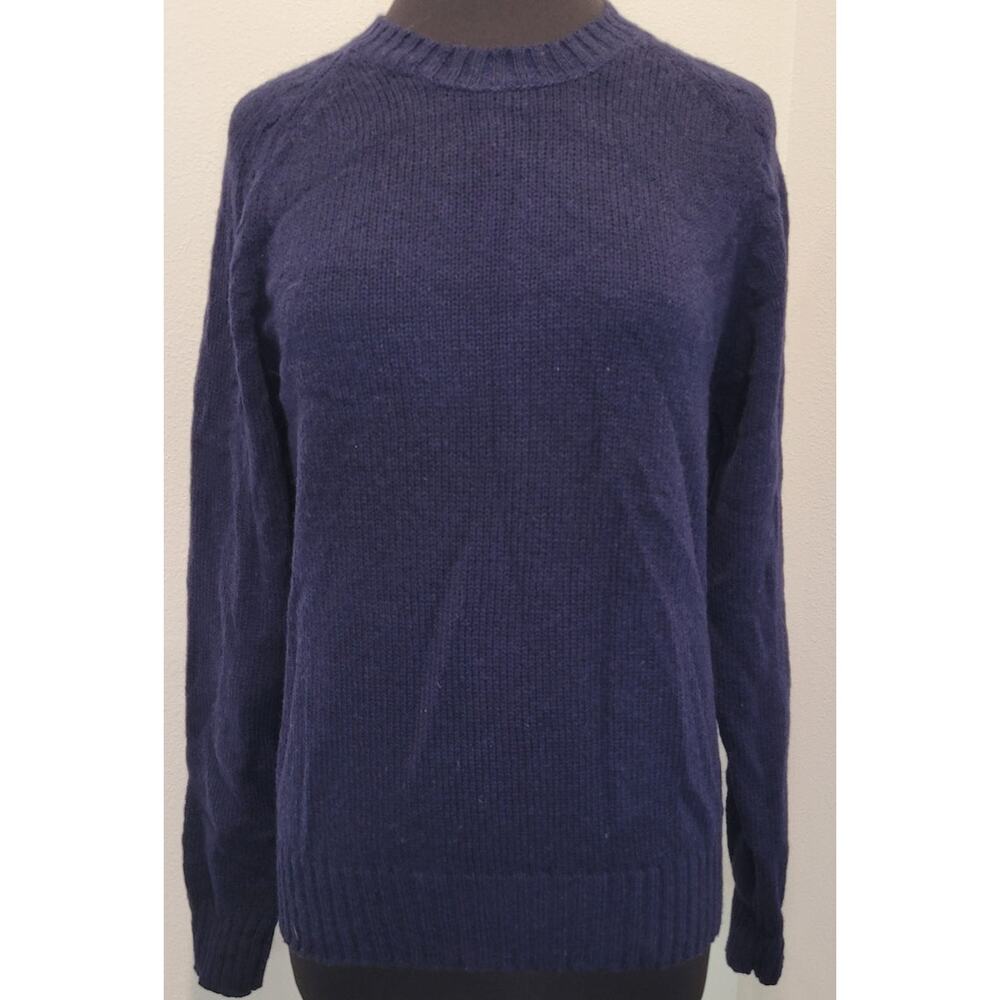 Vtg The Fox Collection Wool Blend Navy Knit Crewneck Sweater M